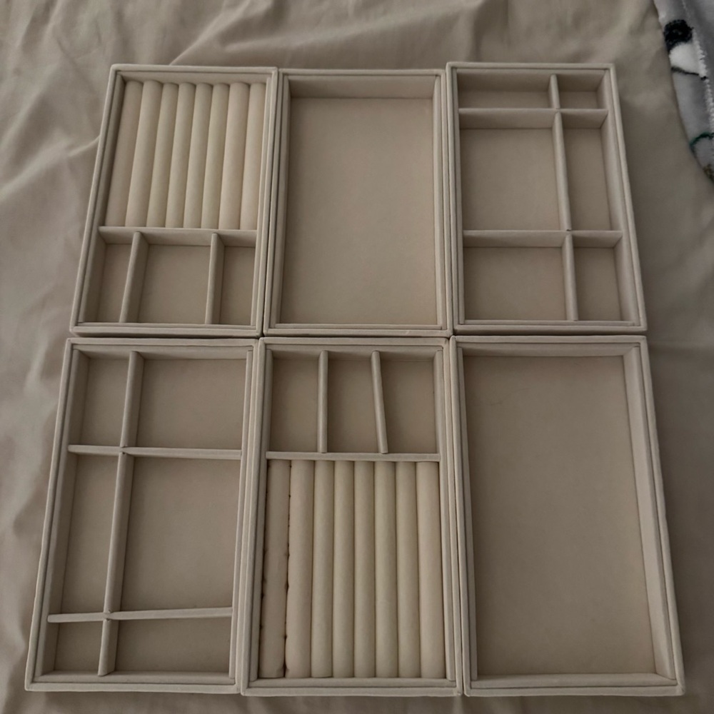 Cream Jewelry Organizer Tray Set of 6